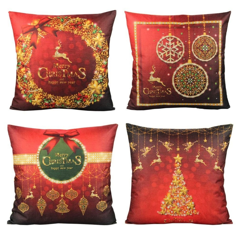 4 Merry Christmas Throw Pillow Covers